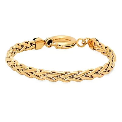 Ladies 18k gold plated stainless steel wheat link bracelet
