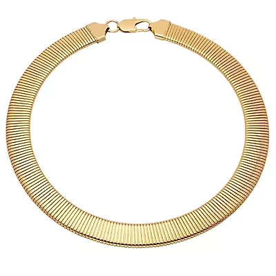 Ladies 18k gold plated stainless steel omega necklace