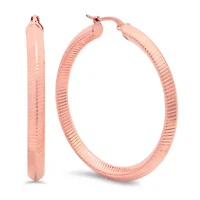 Ladies 18k rose gold plated stainless steel striped hoop earrings