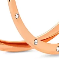 Ladies 18k rose gold plated stainless steel adorned with swarovski crystals hoop earrings