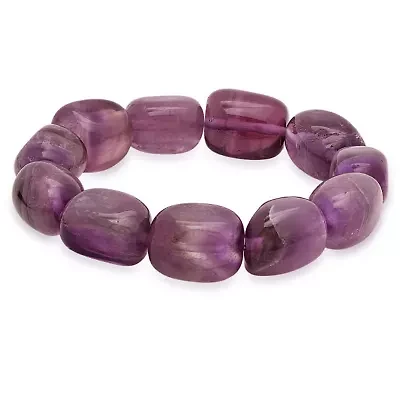 Ladies genuine amethyst stretch bracelet