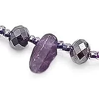 Ladies genuine freshwater pearl, amethyst, purple crystal necklace with 18k white gold plated alloy clasp
