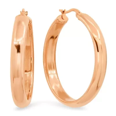 Ladies 18k rose gold plated stainless steel thick polish hoop earrings