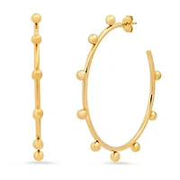 Ladies 18k gold plated stainless steel bead ball cuff hoop earrings