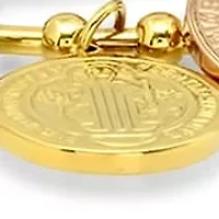 Ladies 3pc stainless steel, 18k gold plated, and 18k rose gold plated St. Benedict charms cuff bracelet