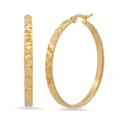 Ladies18k gold plated stainless steel hammered hoop earrings