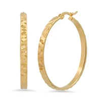 Ladies18k gold plated stainless steel hammered hoop earrings