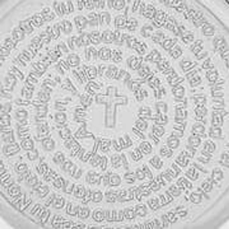 Ladies stainless steel triple charm padre nuestro prayer mesh bracelet