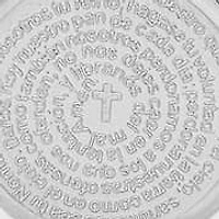 Ladies stainless steel triple charm padre nuestro prayer mesh bracelet