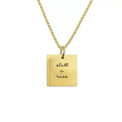 Ladies 18k gold plated stainless steel "Still in rise" dog tag pendant