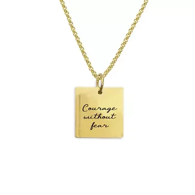 Ladies 18k gold plated stainless steel "Courage….." dog tag pendant