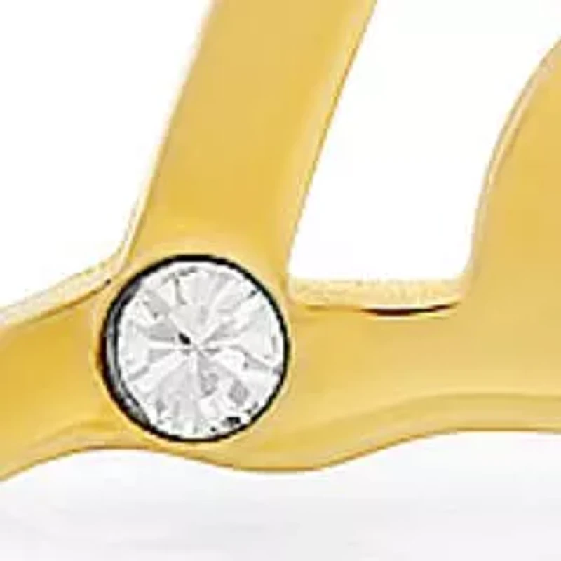 Adorned with swarovski crystals ladies 18k gold plated stainless steel 'love' stud earring