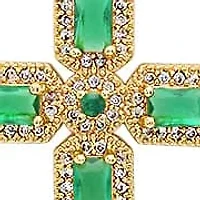 Ladies 18k gold plated brass and simulated green diamonds cross pendant