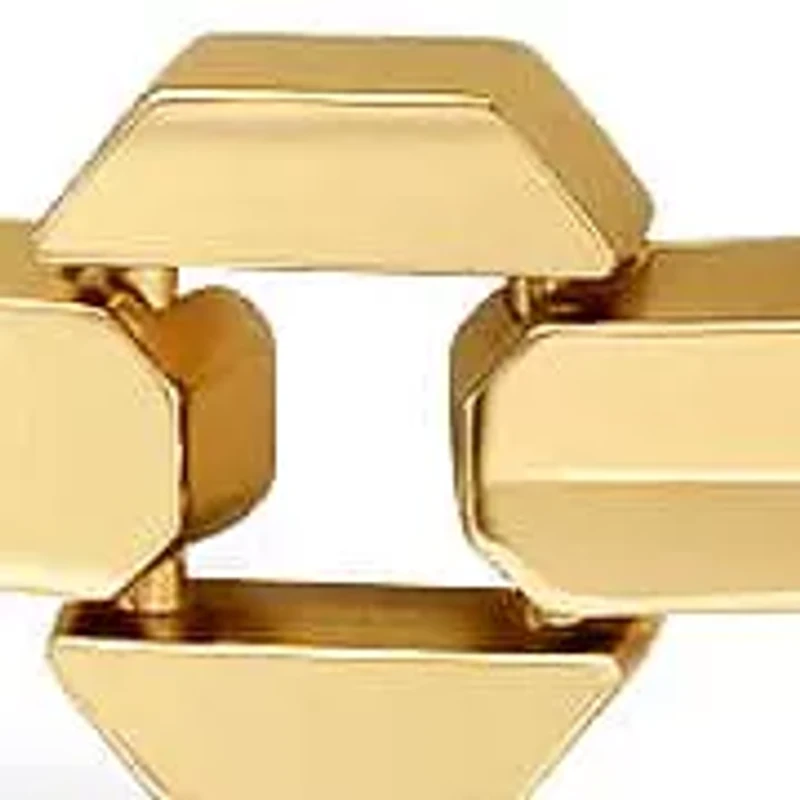 Ladies black leather and 18k gold plated alloy chain link choker necklace