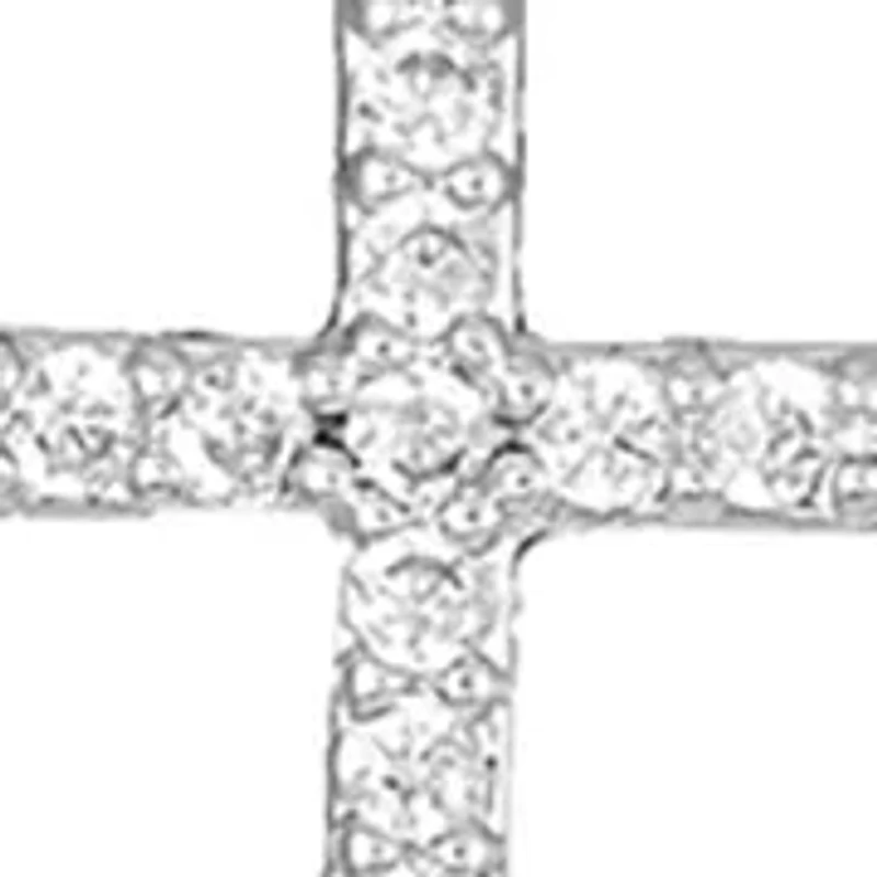 Lab Grown Silver Plated Cubic Zirconia Cross Pendant with Charms and Cross Earrings Set