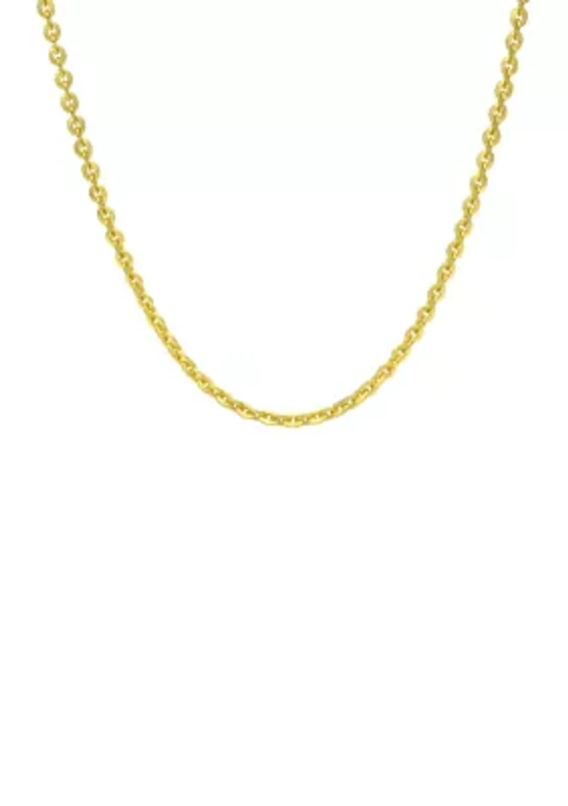Gold Over Sterling Silver Diamond Cut Rolo Chain Necklace