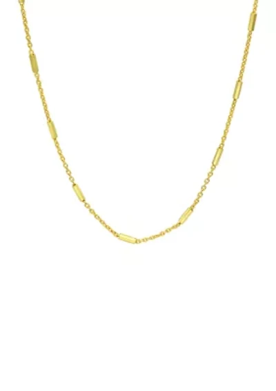 Gold Over Sterling Silver Mini Tube Station Chain Necklace