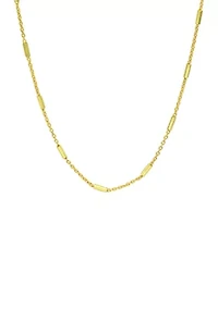 Gold Over Sterling Silver Mini Tube Station Chain Necklace