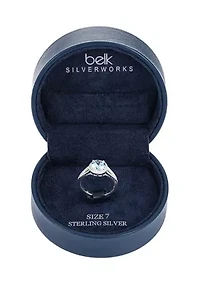 Lab Created Sterling Silver Light Blue CZ Round Stone Ring