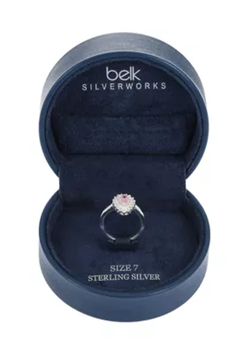 Lab Created Sterling Silver Light Pink Pear CZ Ring