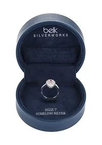 Lab Created Sterling Silver Light Pink Pear CZ Ring