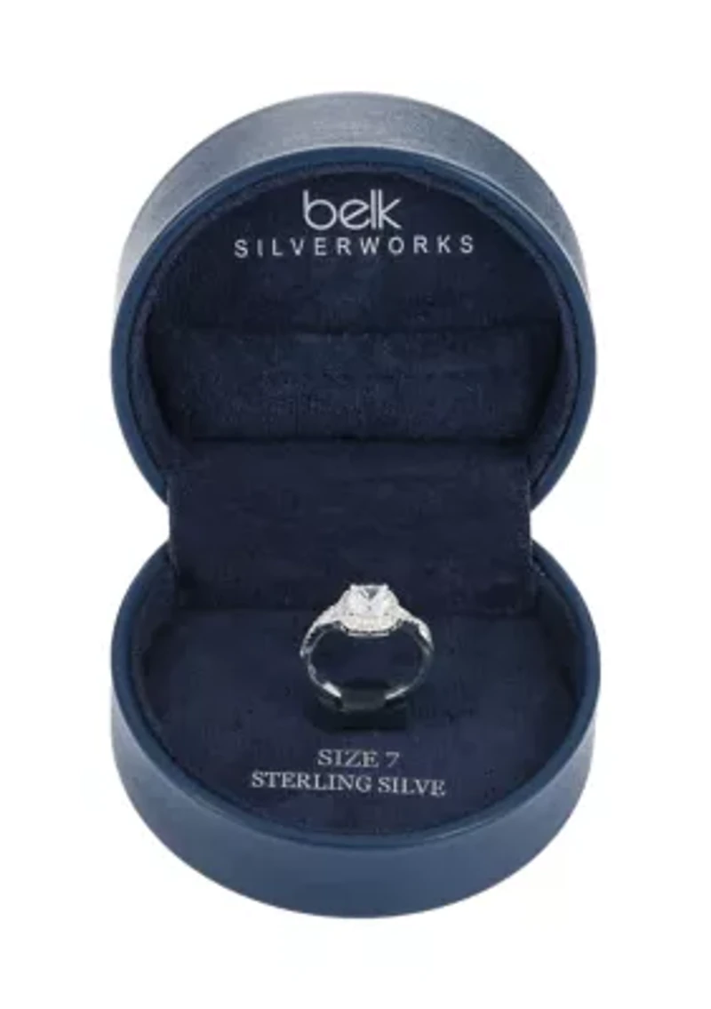 Lab Created Sterling Silver Cushion Cut CZ Twist Band Ring