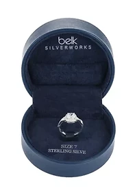 Lab Created Sterling Silver Cushion Cut CZ Twist Band Ring