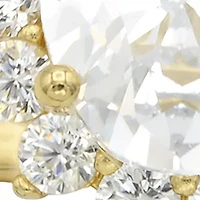 Lab Grown Round Cubic Zirconia with Halo Ring Gold over Sterling Silver