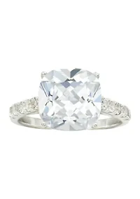 Lab Grown Ascher Cut Cubic Zirconia Pavé Band Ring Sterling Silver
