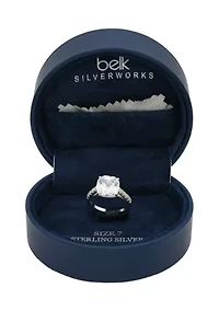 Lab Grown Ascher Cut Cubic Zirconia Pavé Band Ring Sterling Silver