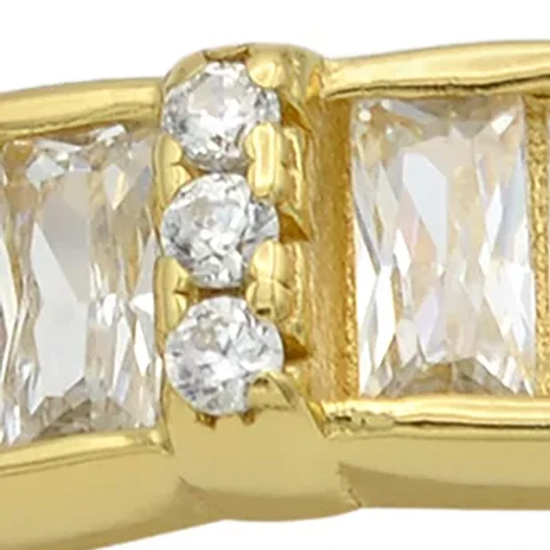 Lab Grown Princess Round Cubic Zirconia Eternity Band Ring Gold Over Sterling Silver