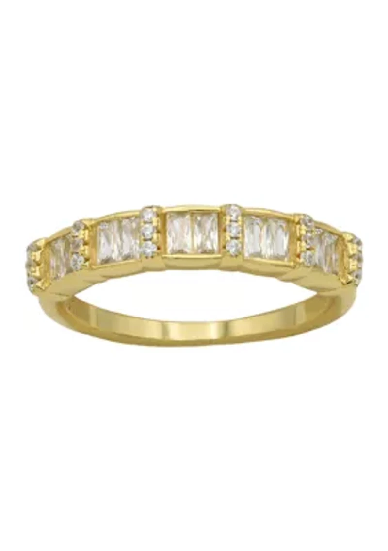 Lab Grown Princess Round Cubic Zirconia Eternity Band Ring Gold Over Sterling Silver