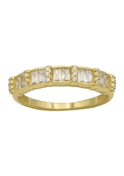 Lab Grown Princess Round Cubic Zirconia Eternity Band Ring Gold Over Sterling Silver