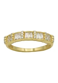 Lab Grown Princess Round Cubic Zirconia Eternity Band Ring Gold Over Sterling Silver