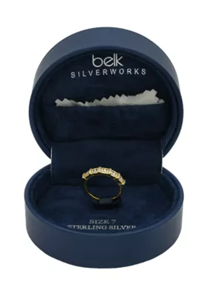 Lab Grown Princess Round Cubic Zirconia Eternity Band Ring Gold Over Sterling Silver