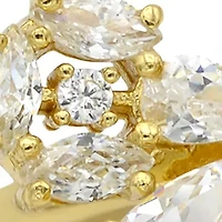 Lab Grown Pear Cubic Zirconia Cluster Bow Ring Gold Over Sterling Silver
