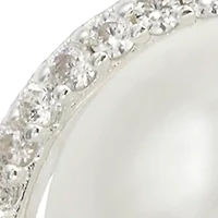 Lab Grown Pearl with Cubic Zirconia Pavé Halo Ring Sterling Silver