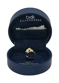 Lab Grown Pavé Cubic Zirconia Duo Butterfly Ring Gold Over Sterling Silver