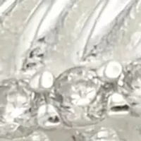 Lab Grown Pavé Cubic Zirconia Textured Leaf Wrap Ring Sterling Silver