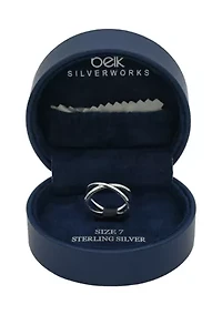 Lab Grown Pavé Cubic Zirconia Open X Ring Sterling Silver