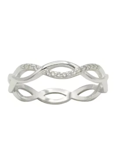 Lab Grown Pavé Cubic Zirconia Open Infinity Band Ring Sterling Silver