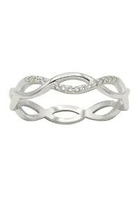 Lab Grown Pavé Cubic Zirconia Open Infinity Band Ring Sterling Silver