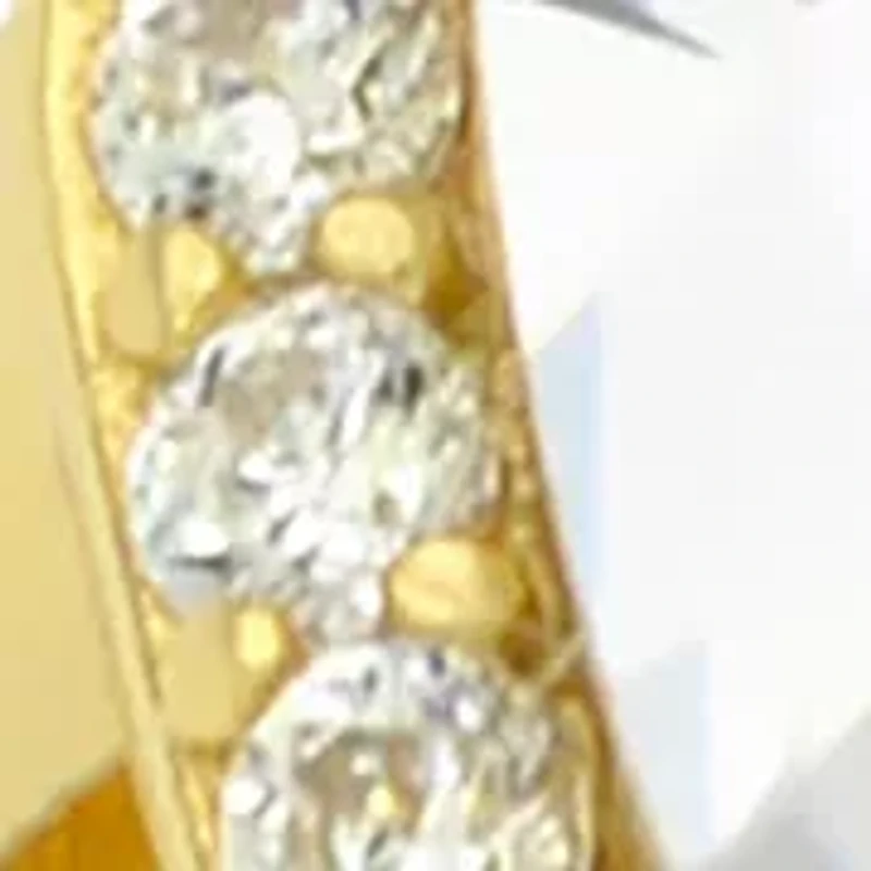 Lab Grown Oval Cubic Zirconia with Pavé Halo Ring Gold Over Sterling Silver