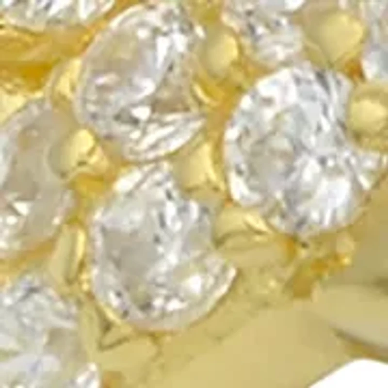 Lab Grown Pavé Cubic Zirconia Double Row Braided Band Ring Gold Over Sterling Silver