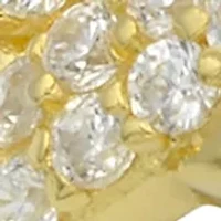 Lab Grown Pavé Cubic Zirconia Double Row Braided Band Ring Gold Over Sterling Silver