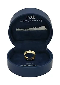 Lab Grown Pavé Cubic Zirconia Double Row Braided Band Ring Gold Over Sterling Silver