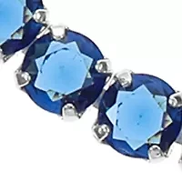 Lab Created Silver Tone Sapphire CZ Tennis Necklace and Earring Set