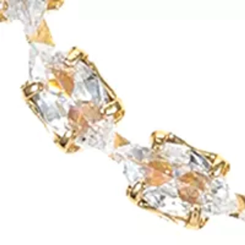 Lab Created Gold Tone Marquis CZ Tennis Necklace