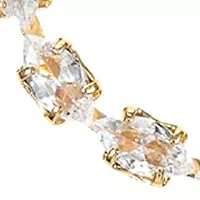 Lab Created Gold Tone Marquis CZ Tennis Necklace
