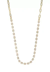 Lab Created Gold Tone Marquis CZ Tennis Necklace